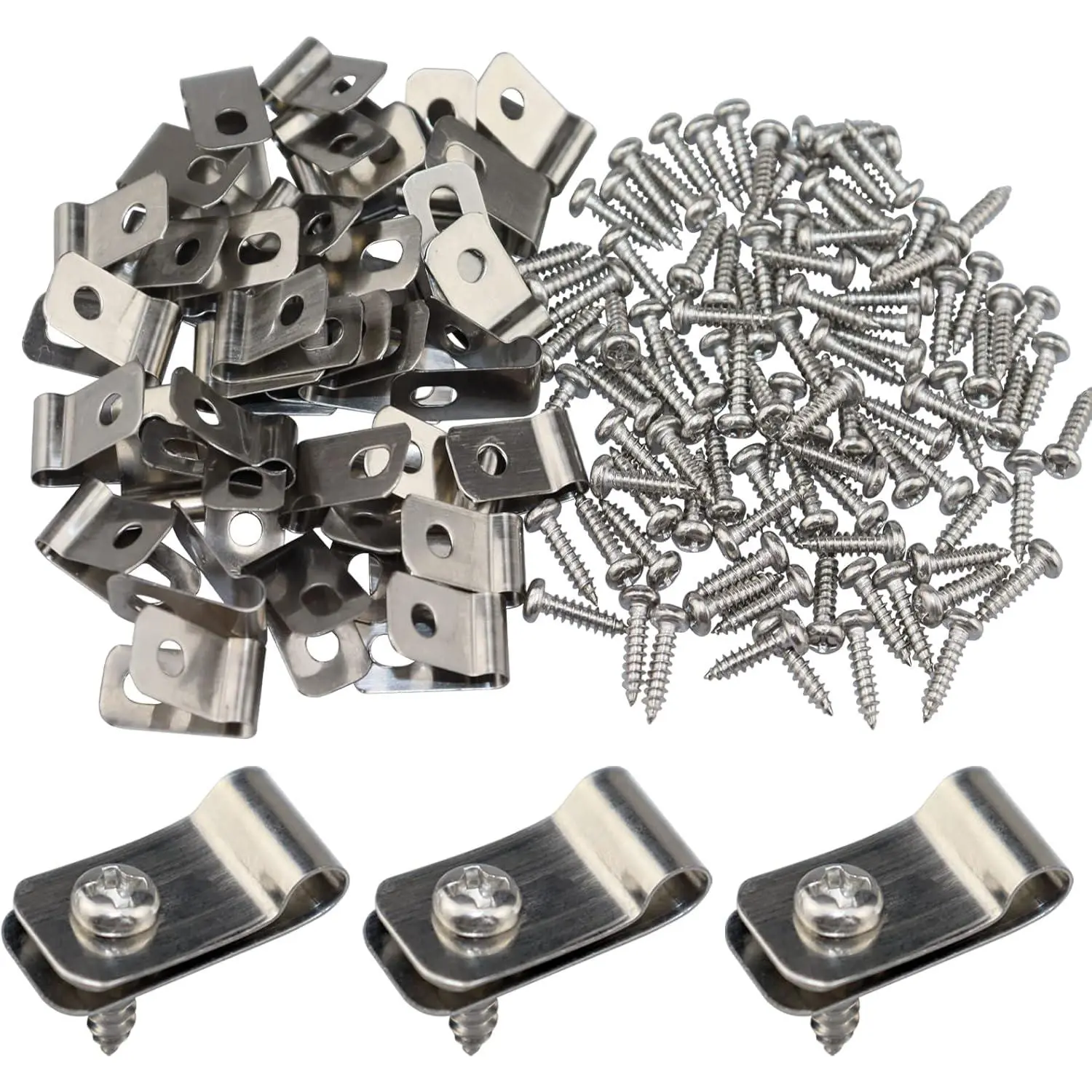 GJANSH Wire Fence Clips Metal Fence Wire Clamps Stainless Steel, 100 PCS