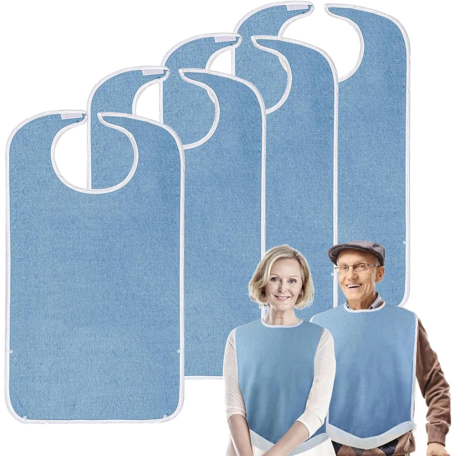 4 Black PVC Washable Waterproof Durable Safe Polyester Bibs with Debris Trap - Clothing Protectors for Elderly Adults, Tennis & Ball Sports Use, Eating Protection, Washable Bib, Eating Bibs
