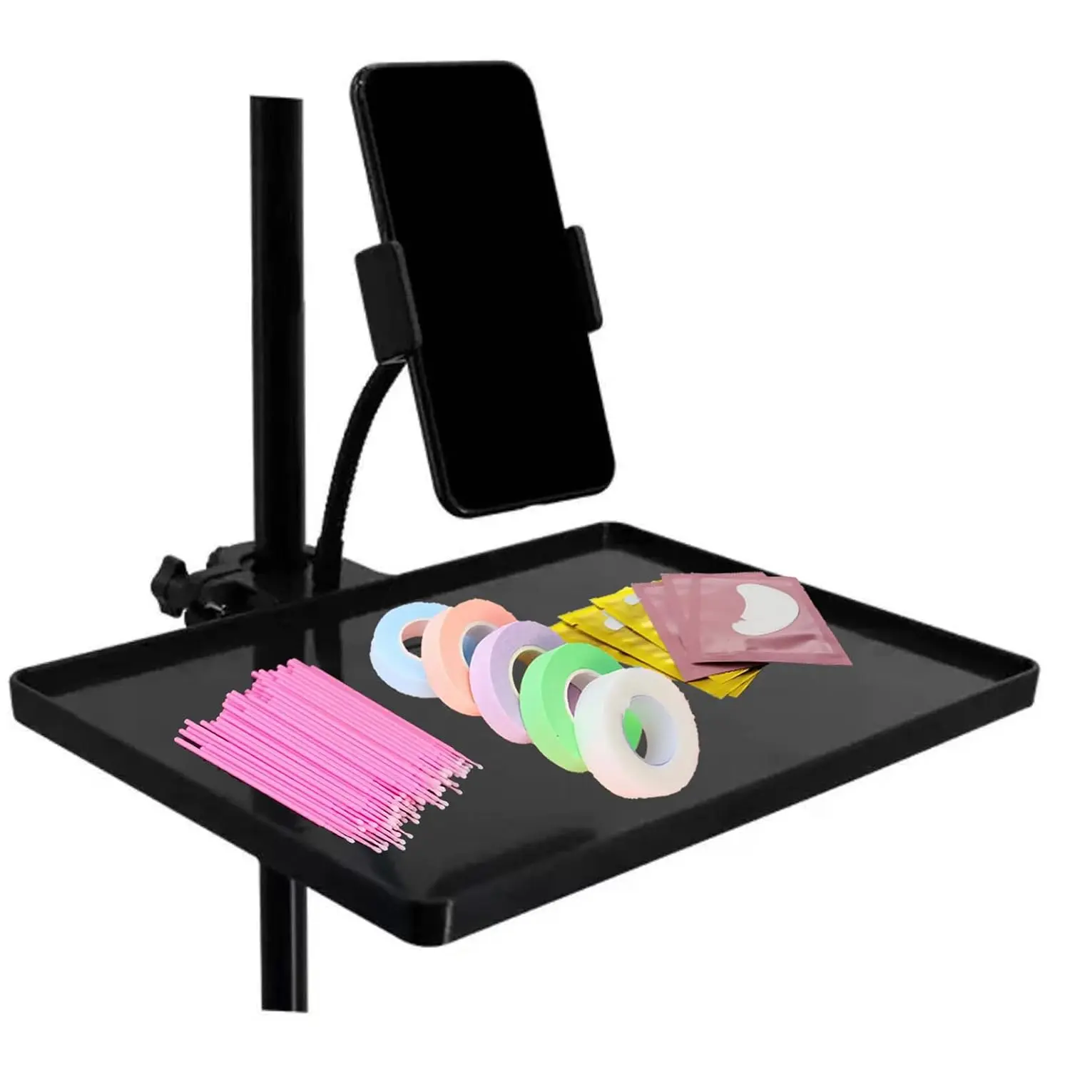 Lash Tray Holder Adjustable Lash Trays Organizer Attachment with Phone Holder Functional Eyelash Trays for Lash Techs Lash  salon Lash Extension Supplies 10.6"x 8"