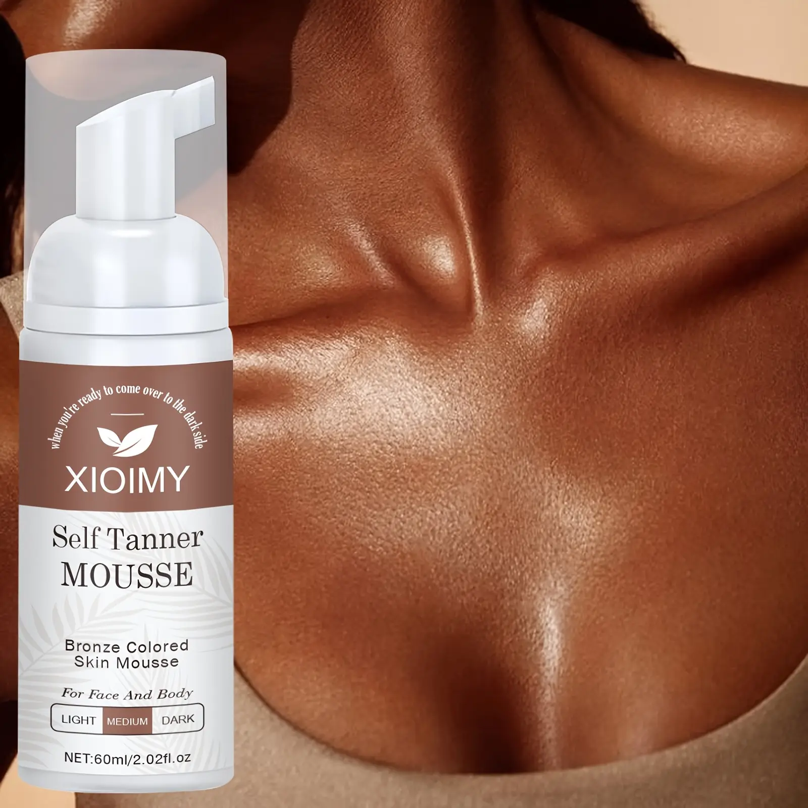 60ml Sun-Free Self-Tanning Mousse - Alcohol-free, Rich in Vitamin E and Rosemary Extract, Provides A Sun-free Bronzer, Moisturizes and Nourishes, Leaving Skin Naturally Radiant and Firm. Suitable for All Skin Types.