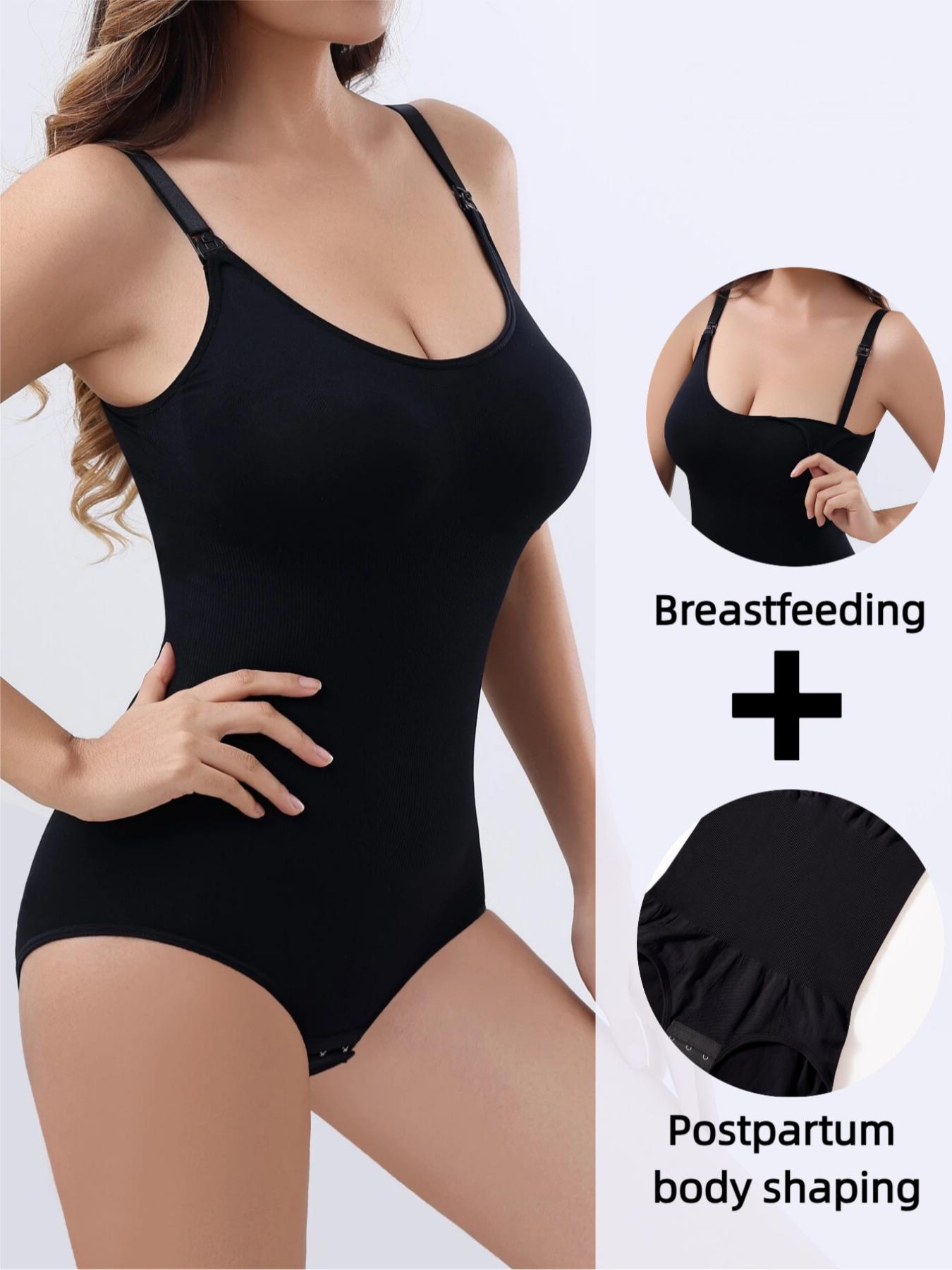 Maternity Solid Color Cami Bodysuit, Seamless Sculpting Bodysuit, Breathable Comfortable Wireless Nursing Bodysuit, Maternity Clothing for Postpartum Recovery