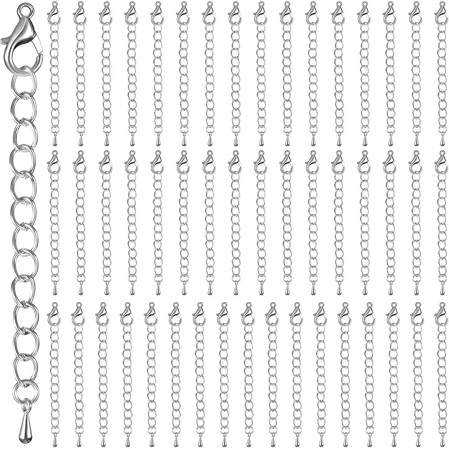 50 count Necklace Bracelet Extender  Chain Extension Necklace Extenders Tail Extender Chain for Women  Making with Durable Lobster Claw