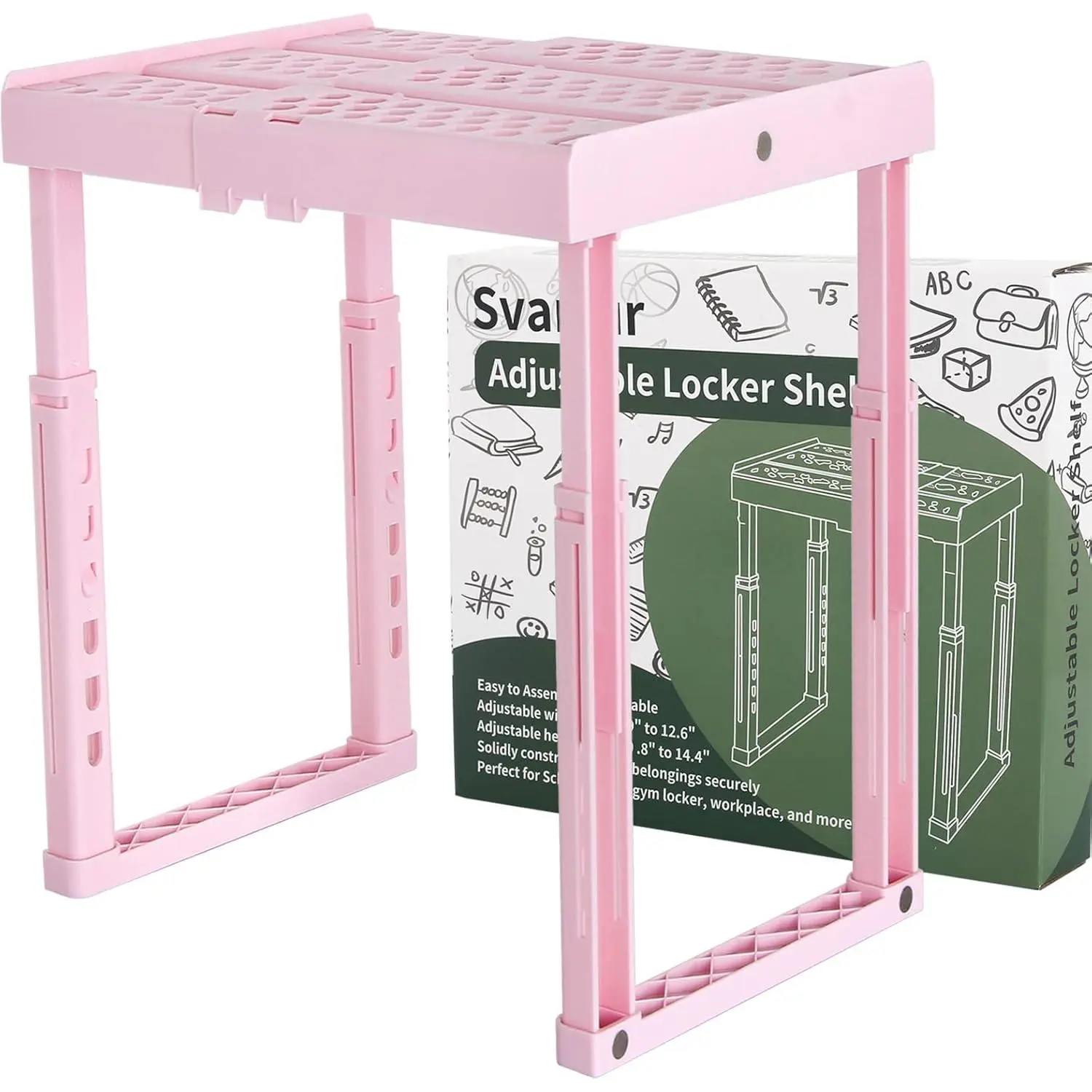 Adjustable Locker Shelf  Height and Width Adjustable Locker Organizer Shelf for School Locker, Stackable Locker Stand Tools for Gym Lockers, Office,  to School Essentials