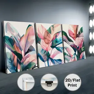 3-piece set of 2D flat print picture frames and posters, modern art abstract plant leaf pattern, ready-to-hang wall decor, high-definition printing, creative gift, suitable for living room, bedroom, dining room, hallway, office decoration, 2D flat