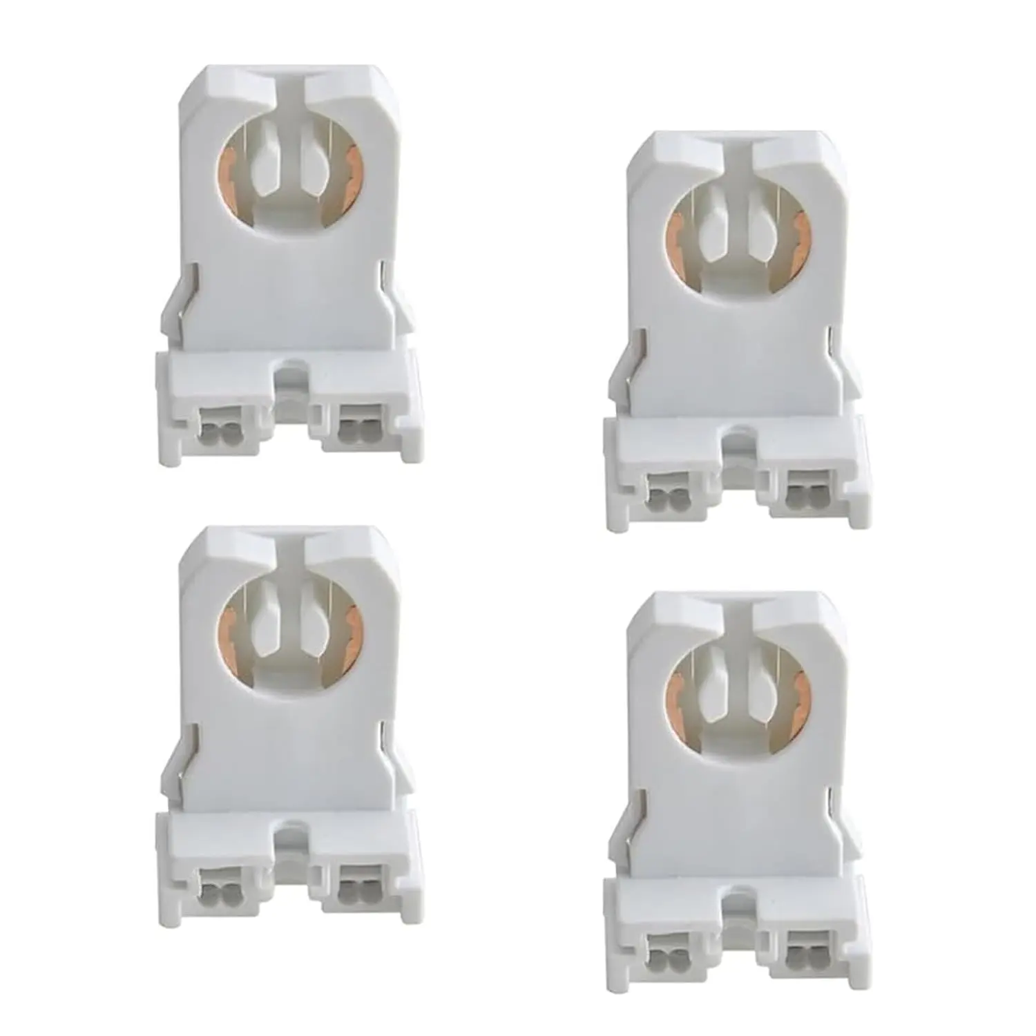4-Pack Non-Shunted T8 Lamp Holder Socket Turn Type Kit Set for DIY Users’ LED Tubes, Fireproof PC, Heat Resistant LED Fluorescent Tube Replacement Accessory