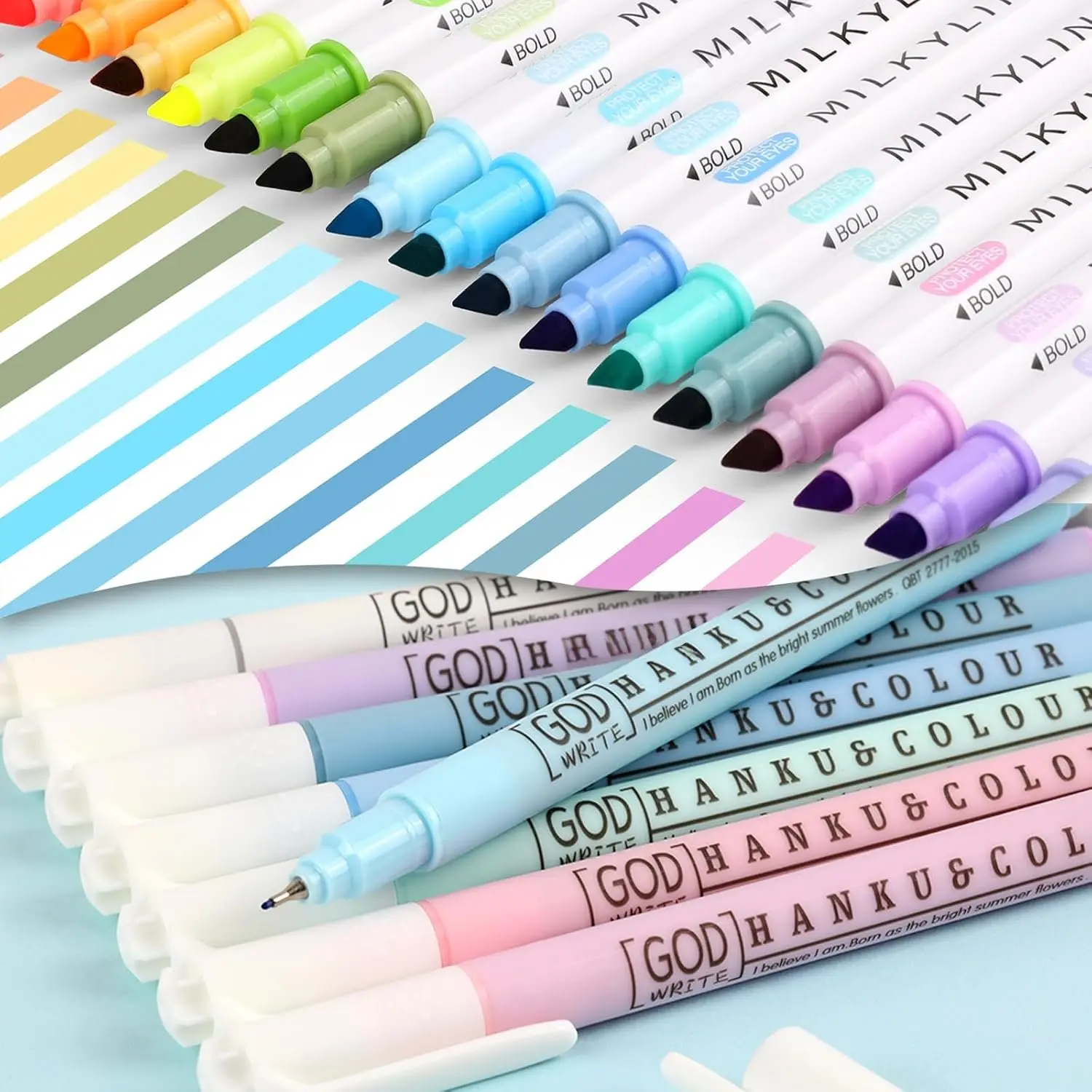 32-  Study Supplies Combo Set - 24  Tip Pastel  Highlighters & 8 Colored 0.38mm Fineliner Pens, No bleed, Quick Drying