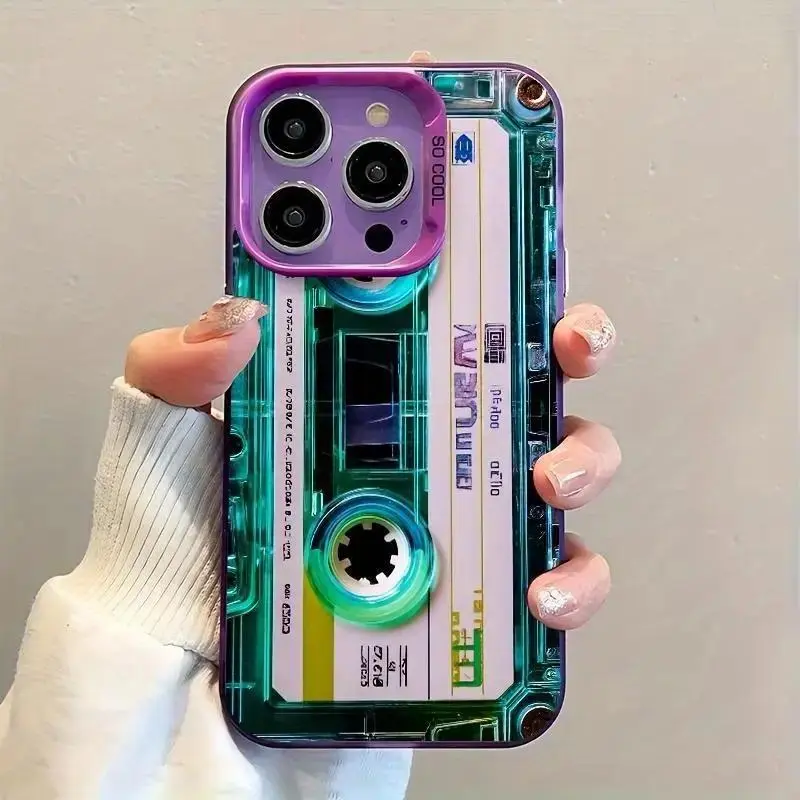 Animal-Inspired Personalized Blue-Green Transparent Tape Design Shockproof Smartphone Case - Matte Back Cover for iPhone 17,16,15,14,13,12,11,Pro,Max,Plus - Stylish Youthful Holiday Gift for Friends, Protection