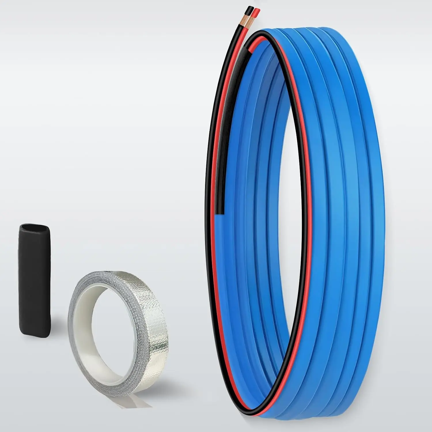 15ft 12V Heating Cable, Self Regulating Heat Tape for RV 5W/ft Low Voltage Heating Cable, 12 Volt DC Heat Tape with Extended 3ft Power Cord, Waterproof End Seal & Aluminum Foil Tape