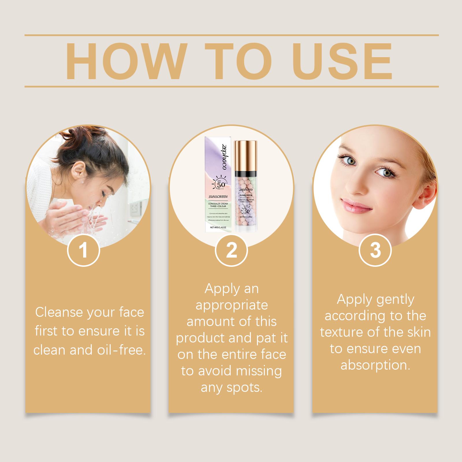 zephoco Three-Color Rainbow Protective Isolation Cream Concealer Isolation Cream Brightening Moisturizing Evening Skin Long-Lasting Protective Cream