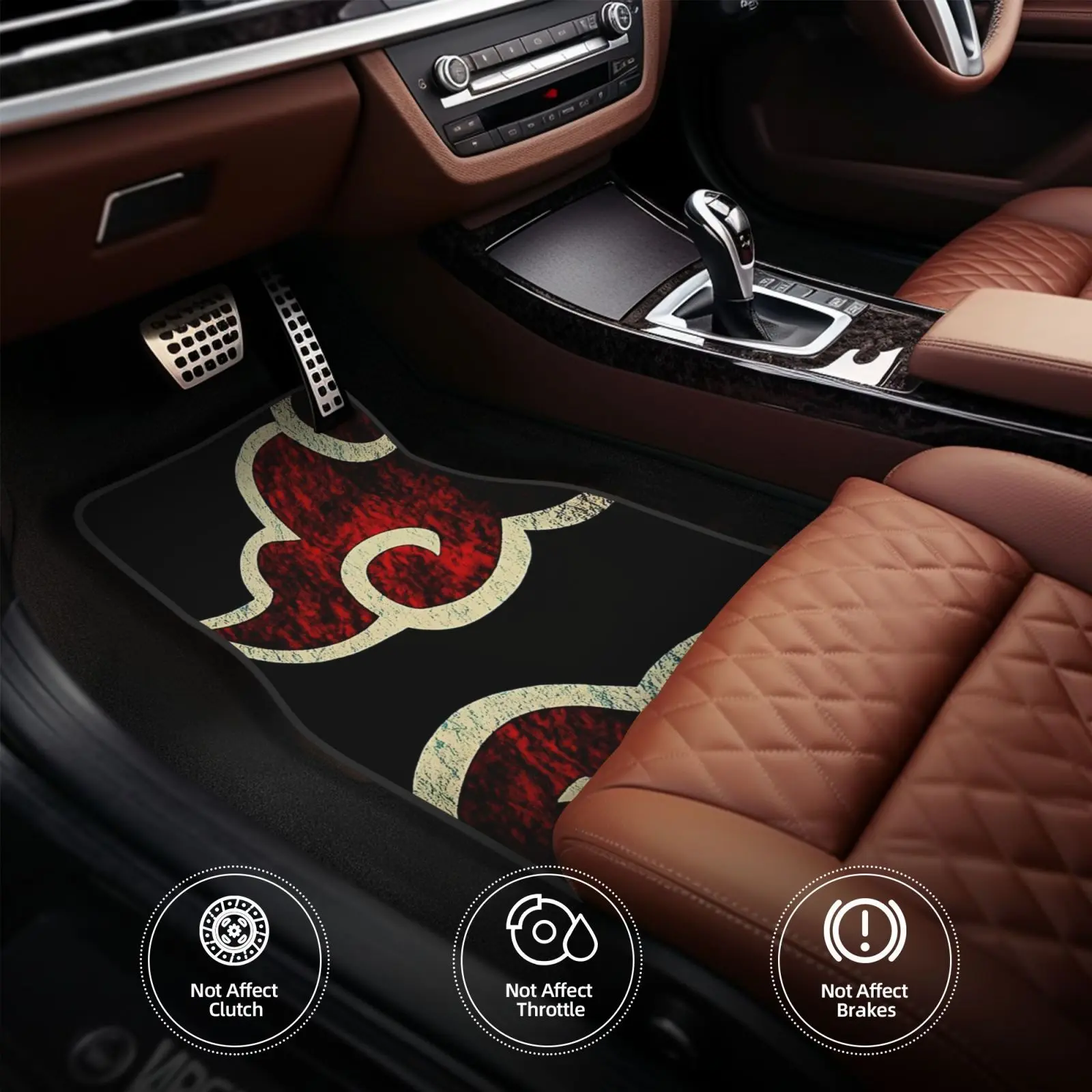 Set of 4 Car Mats with Flame Cloud Design, Durable Polyester Fiber, and, Suitable for Front and Rear Seats, Any Vehicle