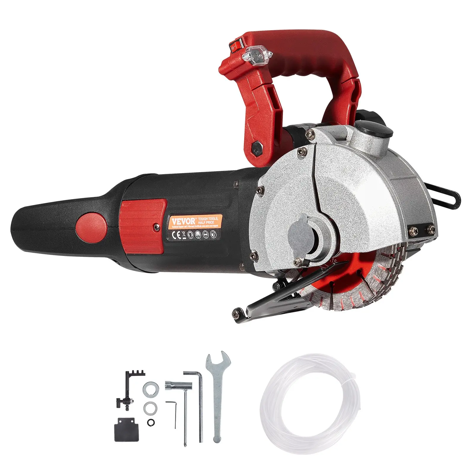VEVOR Wall Chaser, 2500W 38 mm Cutting Width, Wall Groove Cutting Machine 34MM Cutting Depth, Wall Slotting Machine With 5 Saw Blades 4.5" Diameter 6300r/Min, One-time Forming Dustless