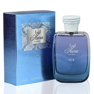 Aura Ice Men's EDP Spray - 3.4 oz (100 ml) Fresh Aquatic Aquatic Ocean Scent for Him
