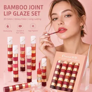 CmaaDu 4Pcs 20 Colors Matte Liquid Lipstick Set, Bamboo Joint Design, Waterproof Long Lasting Lip Gloss, Hydrating Lip Makeup Kit, Perfect Gift for Makeup Lovers