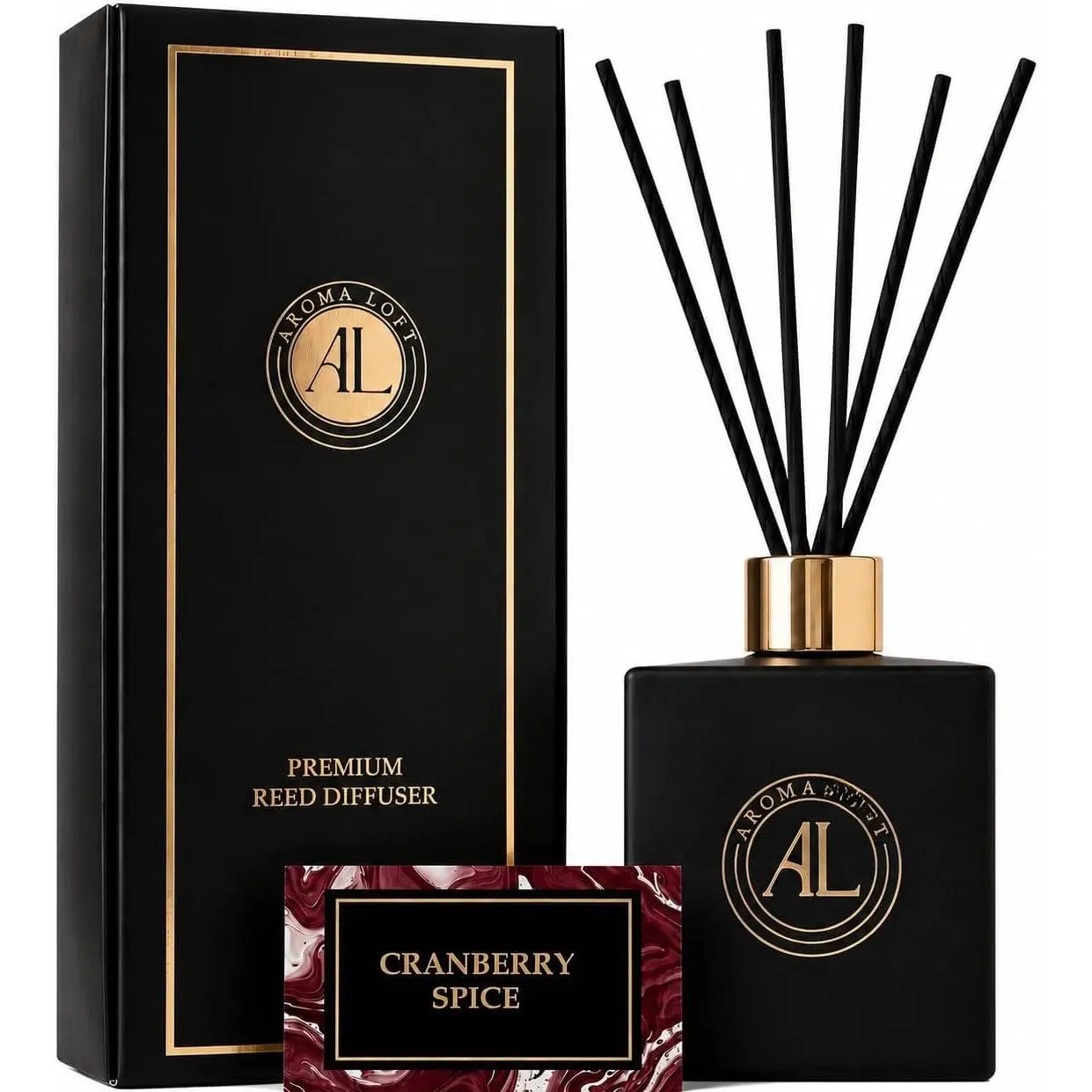 Black Reed Diffusers for  |  Long-Lasting  Diffuser | Reed Diffuser Sticks in Oil Set | Smells  in Bathroom & Office | Black,   Oils Scent (5 oz)