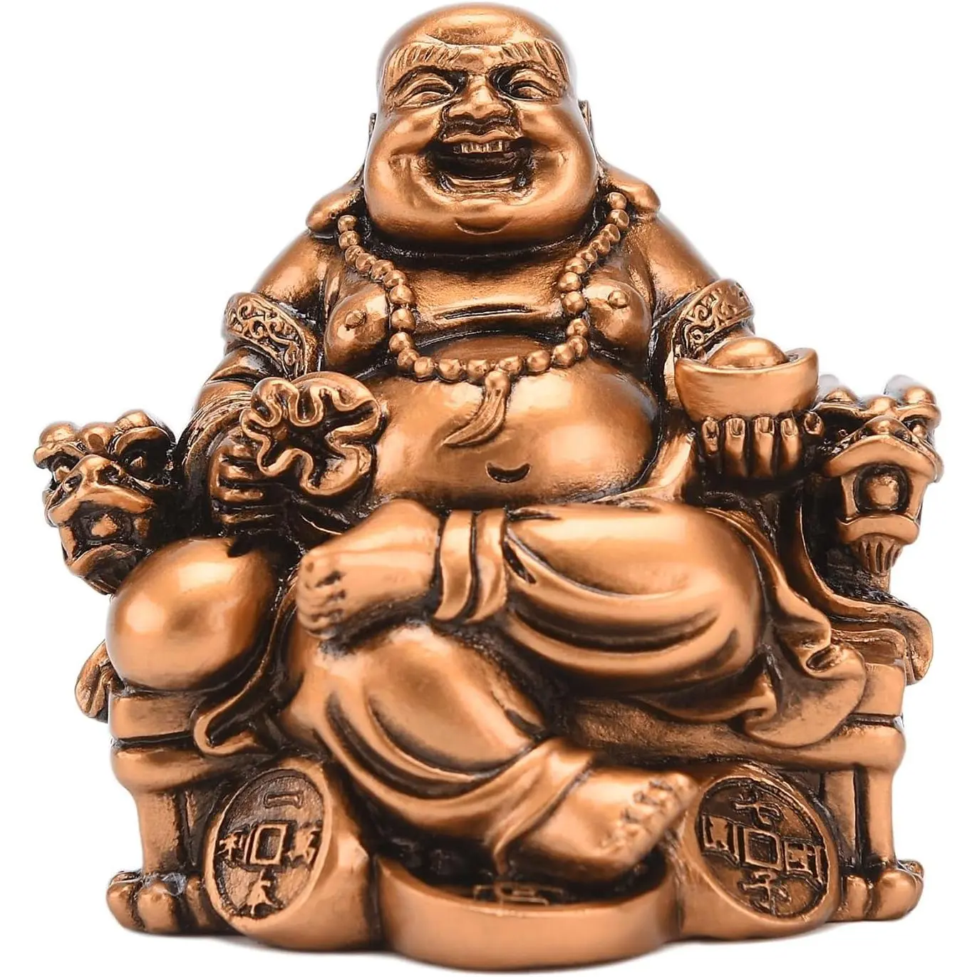 Chinese Fengshui  Laughing Buddha Sitting  Dragon Chair Sculpture | Wealth Lucky Statue,  Office Desk Decoration,  Collection