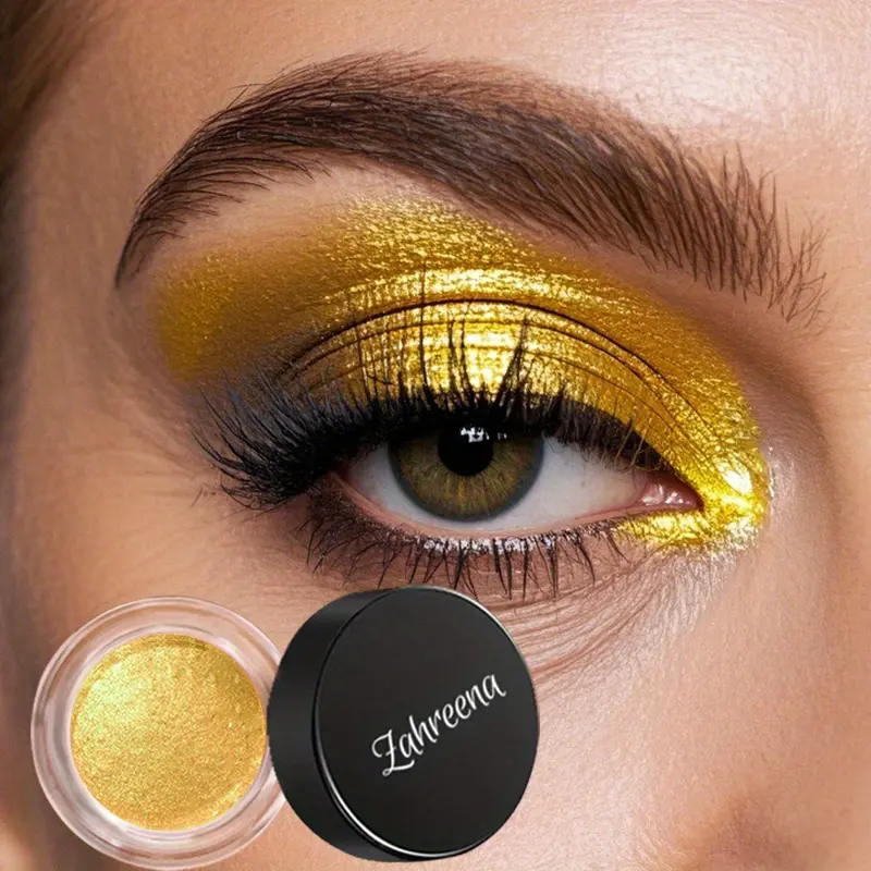 Holographic Jelly Eyeshadow in Gilded Light, Waterproof Gel Cosmetic with Golden-Yellow Glitter, Non-Creasing Formula for All-Day Wear, Jelly Gel Polish, Apply Smooth, Glossy, Makeup, Single Pot, Water-Resistant