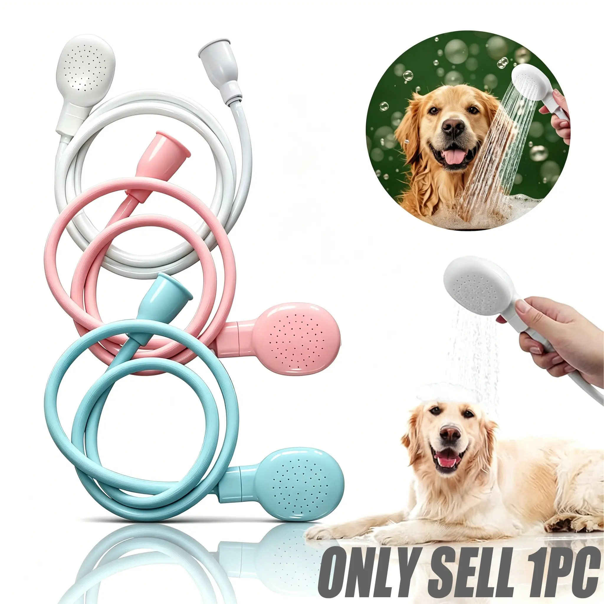 Pet Bath Shower Head, Handheld Dog Bath Hose Accessory, Gentle Water Flow, Easy Connection, Indoor/outdoor Use for Dogs and Cats Supplies