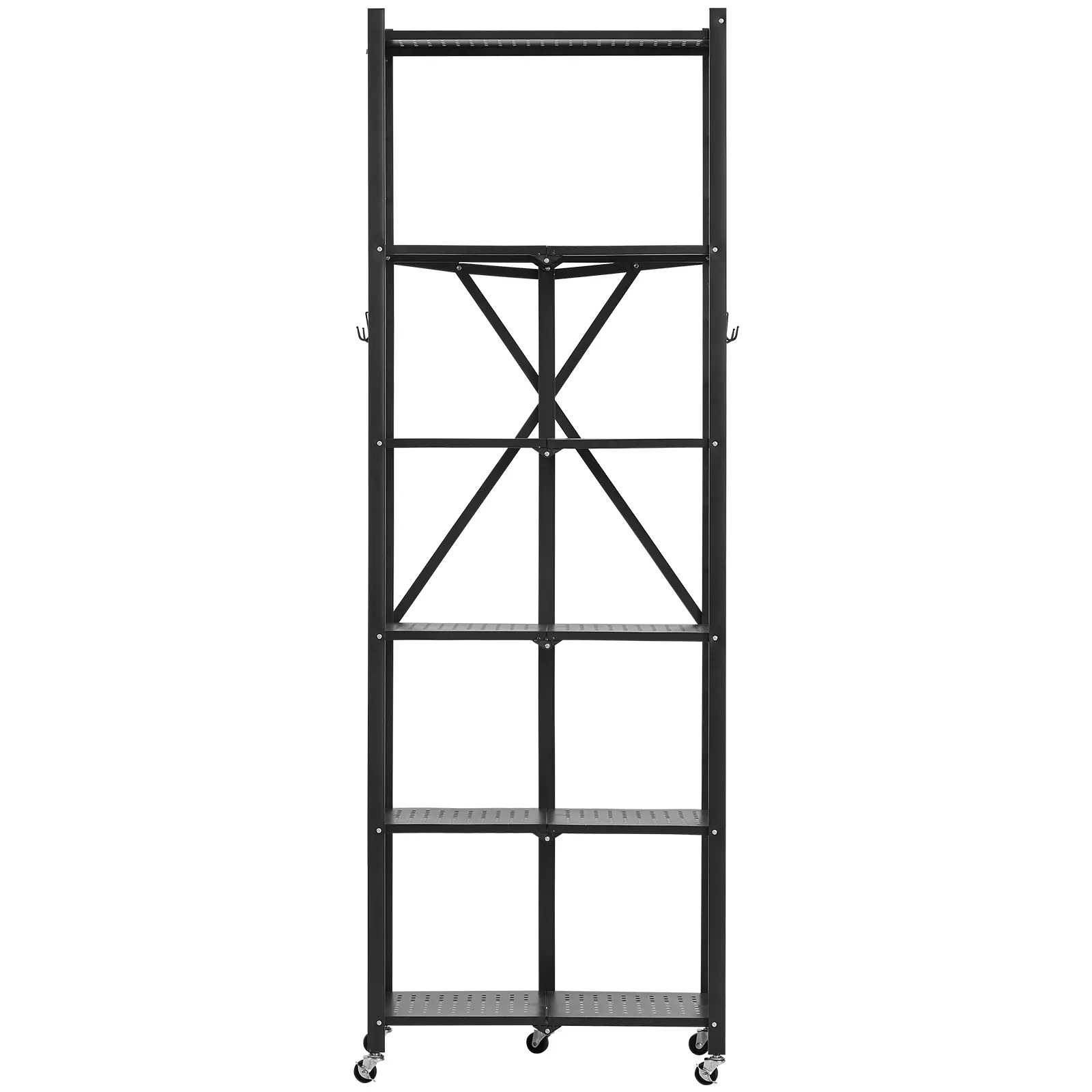 6-Tier Foldable Storage Shelf, 200 lbs / 90.7 kg (with Casters) Dynamic Load Capacity, 750 lbs / 340 kg (with Support Feet) Static Load Capacity, Q235A Carbon Steel Construction