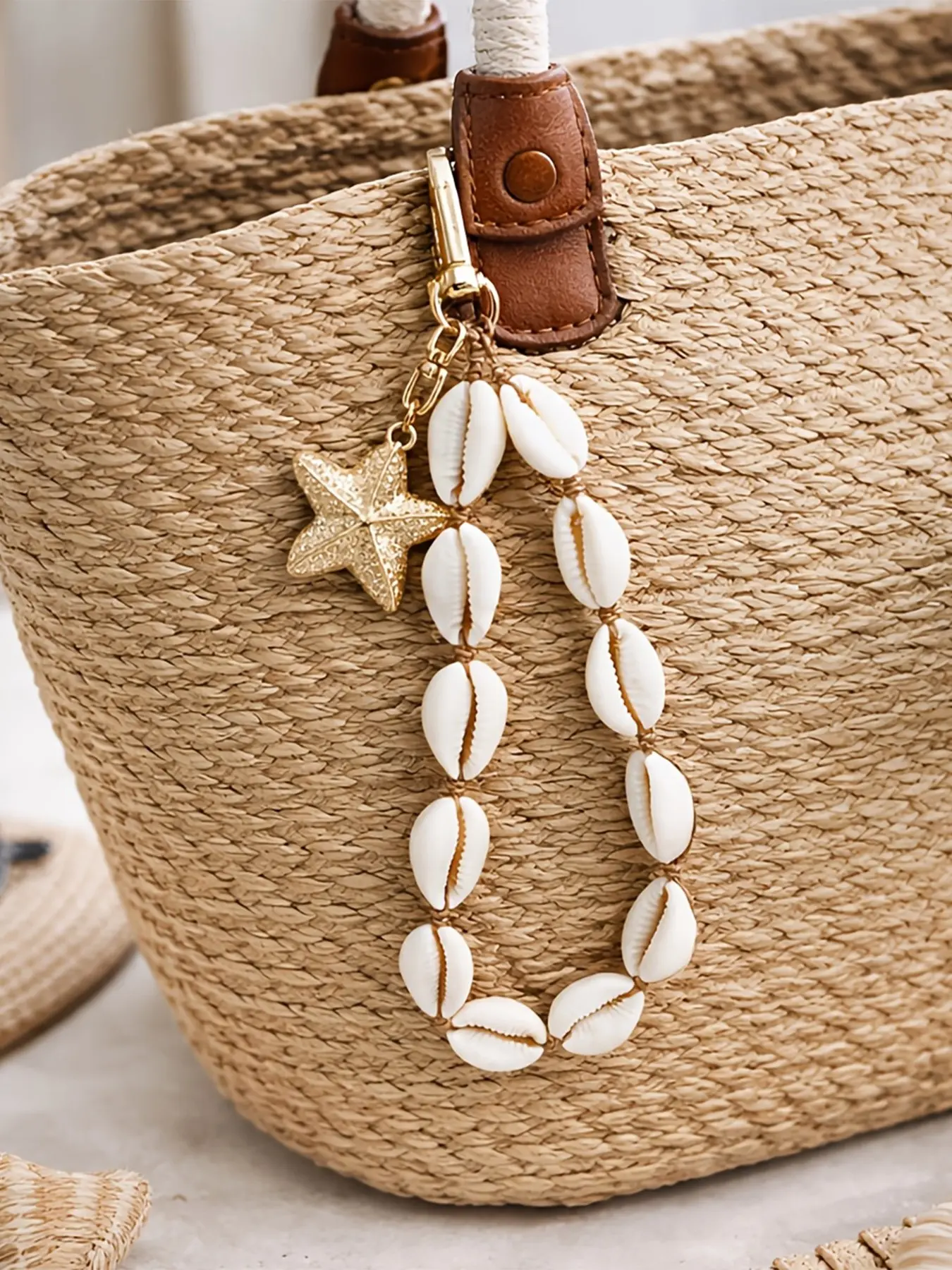Cowrie Shell Bag Charm Pendants – Braided Seashell Starfish Bag Chain Charms, Purse Charms, Charms For Bags, Boho Coastal Bag Decoration Pendant, For Beach Tote & Vacation Bag Accessories