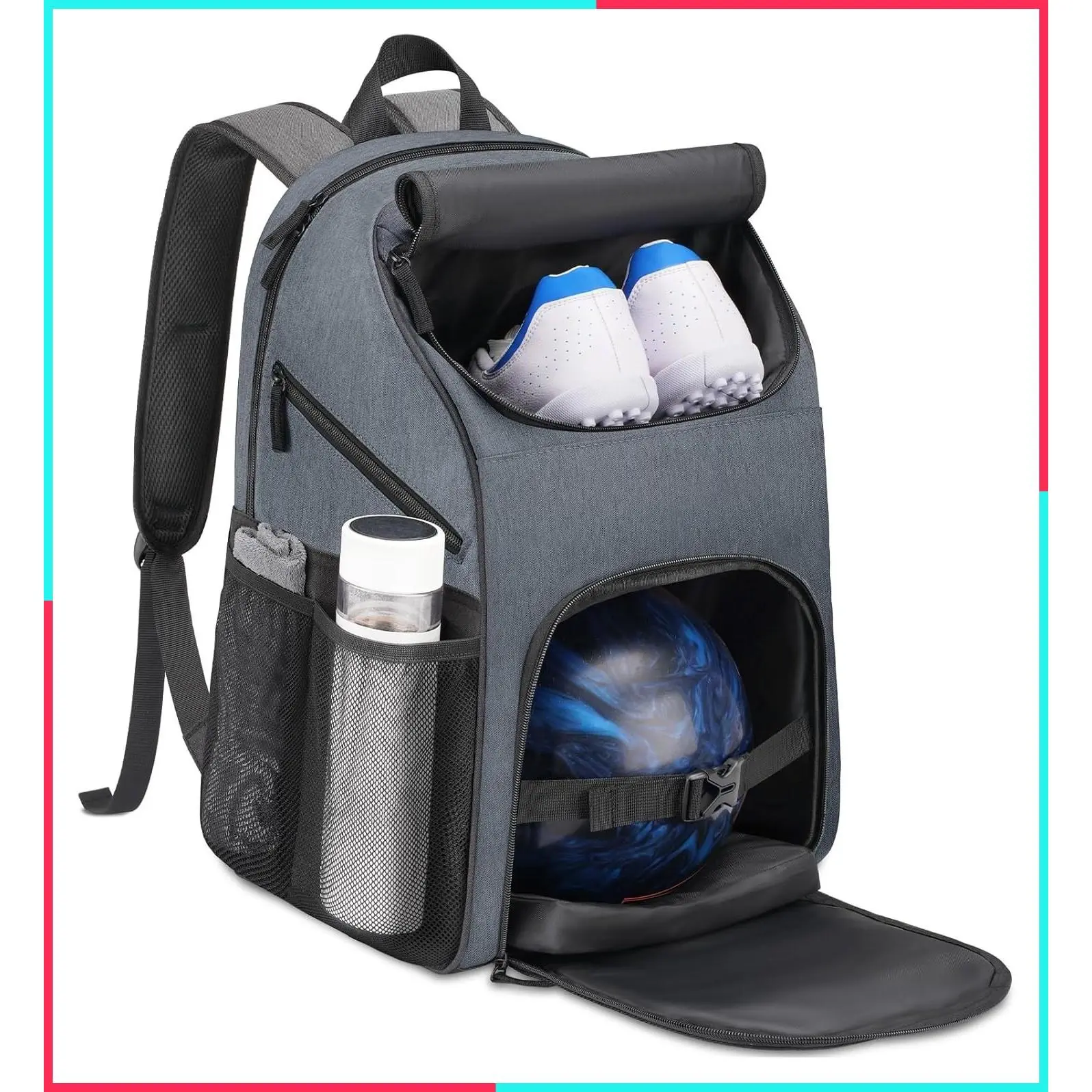 Single Bowling Ball Bag Backpack with Shoe Compartment