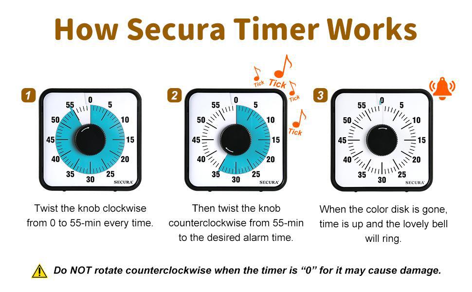 60-Minute Visual Countdown Timer, 7.5-Inch Oversize Classroom Visual Timer for Kids and Adults, Durable Mechanical Kitchen Timer Clock with Magnetic Backing (Blue)