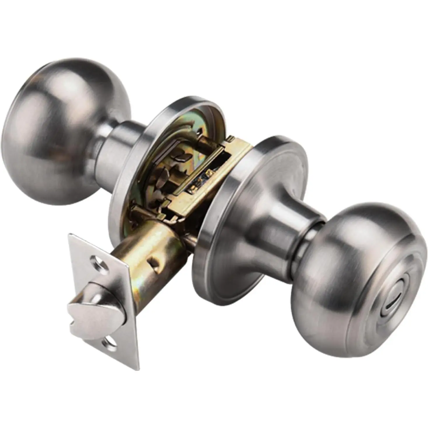 Door Knobs Interior,Door Knob with Lock for Bath & Bedroom, Brushed Nickel Bathroom Door Knobs