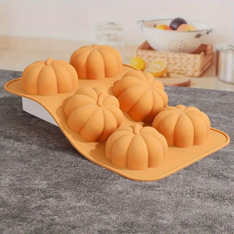 6 Cavity Pumpkin Silicone Cake Mold Leaf Handmade Soap Mold for DIY Pudding Chocolate Candy Desserts Gummy Handmade Soap Aromatherapy Candle Plaster Polymer Clay Ice Cube, Bakeware, Cake Decorating Supplies, Baking Supplies, Kitchen Items