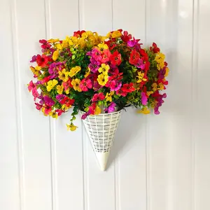 🔥4 Bundles Extra Large Premium Lightweight UV & Fade Resistant Waterproof Artificial Daisy Bouquet, Realistic Plastic Faux Greenery with Eucalyptus & Boxwood, Maintenance-Free Summer Decor For Indoor Outdoor Porch, Patio, Garden, Wedding, Party & Photo B