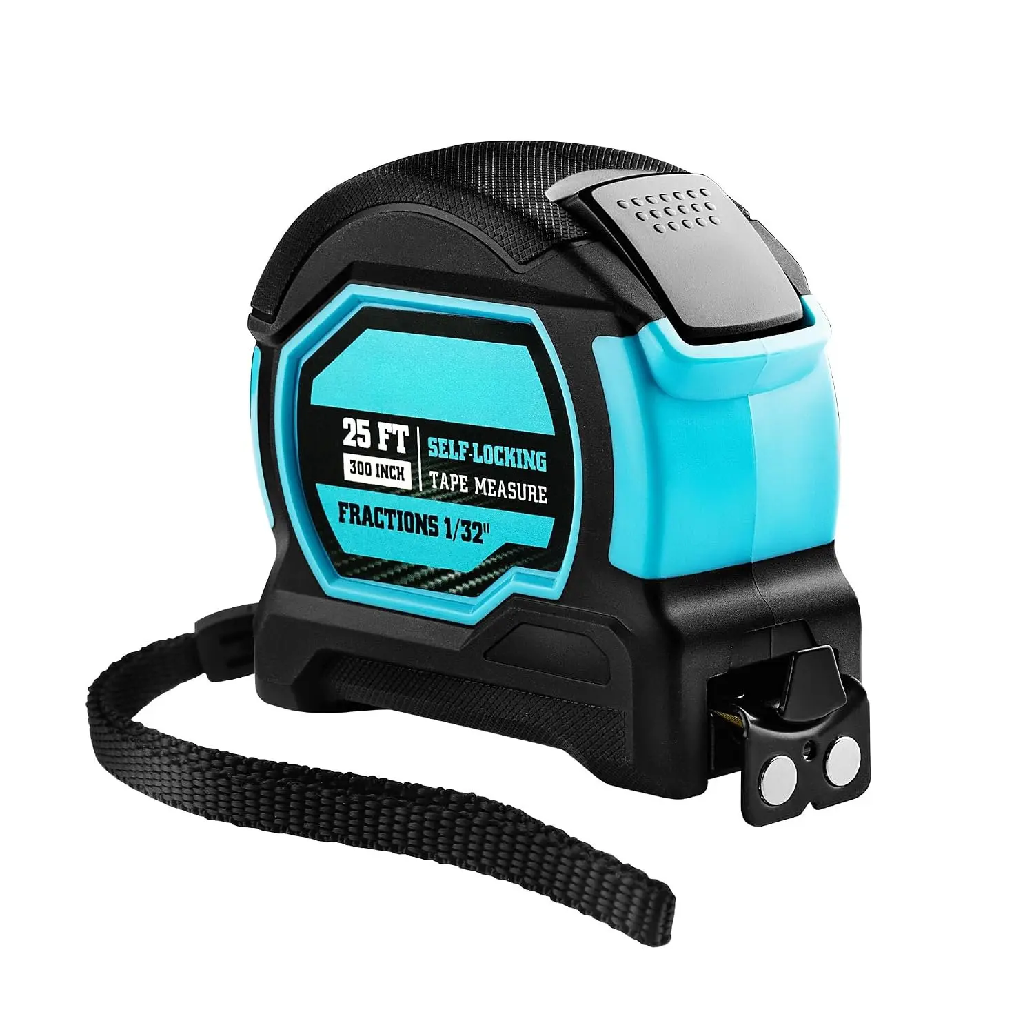 25FT Auto-Lock  Tape Measure, Easy Read, Double Sided | Measuring Tape with Fractions 1/8″, Measurement Tape with Minimum Scale 1/32″,  Hook, and Rubber Protective Casing