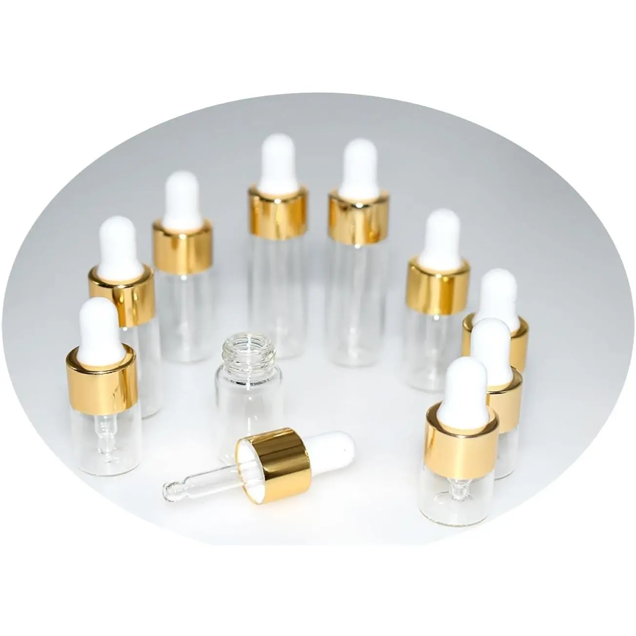 10Pcs Mini Glass Sample Dropper Bottles (1ml, 2ml, 3ml, 4ml, 5ml) for Travel Liquids, Sample Bottle