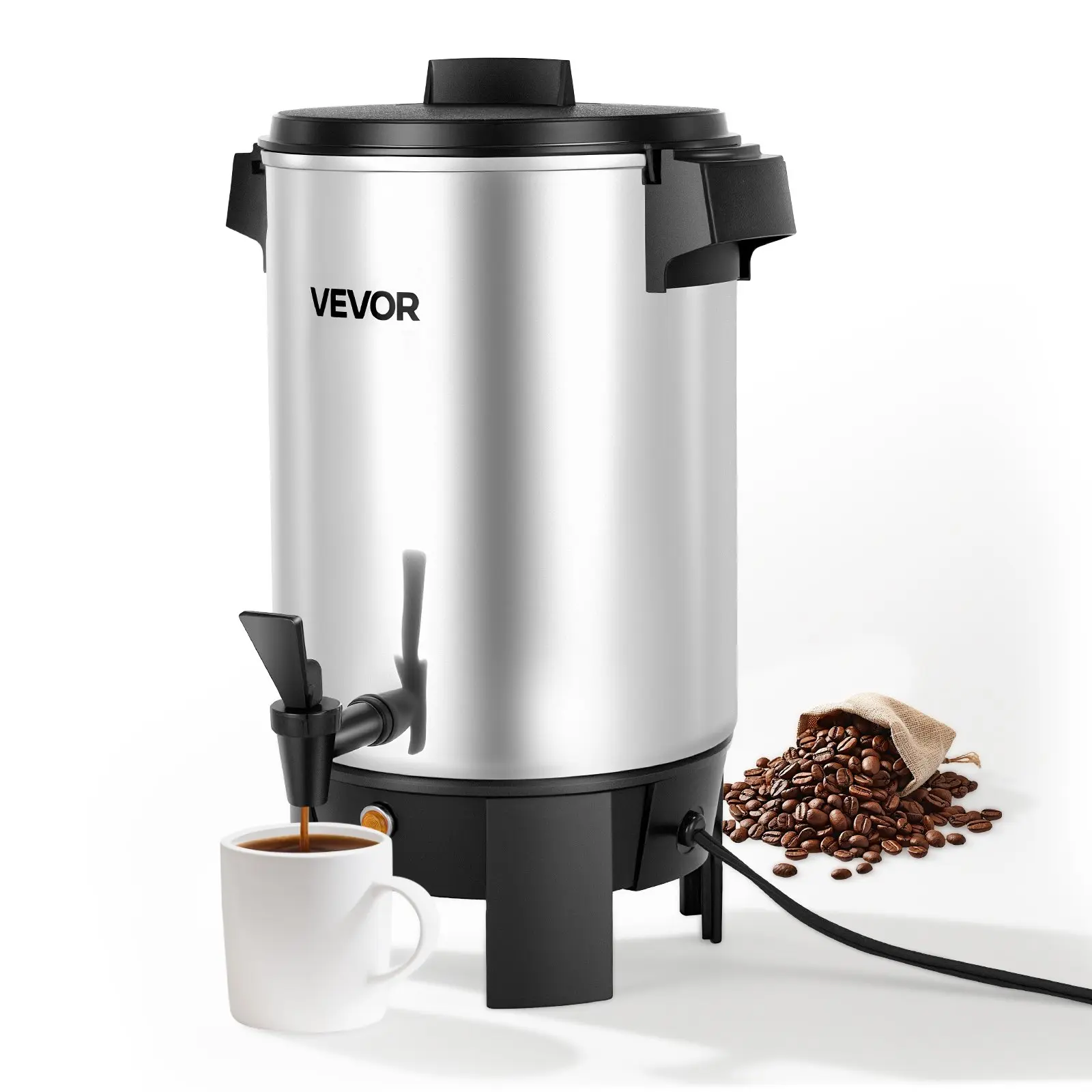 VEVOR Commercial Coffee Urn, 30 Cup 152oz Hot Beverage Dispenser with Dripless Faucet, 1090W Quick-Brewing Coffee Maker, Automatic Temperature Control, for Catering, Party, Church Restaurant