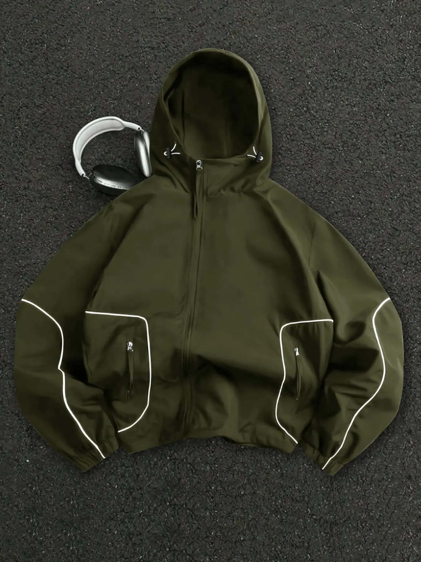 Men's Hooded Lightweight Jacket with Drawstring Zipper, Four Seasons Wearable, Ideal for Daily and Outdoor Activities