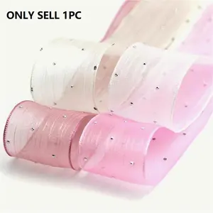 5m Pack 40mm Wide Bubble Ruched Rhinestone Net Ribbon, Transparent Hard Mesh Ribbon, Bow Hair Accessory, Gift Wrapping, Wedding Decor, DIY Craft