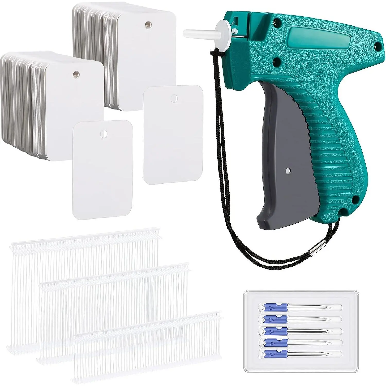 2006 Pcs Clothing Price Tag Gun Set with Tags - 1 Label Attacher, 5 Needles, 500 Blank Price Labels, 1500 Fastener Barbs for Retail Stores, Garage Yard Sales