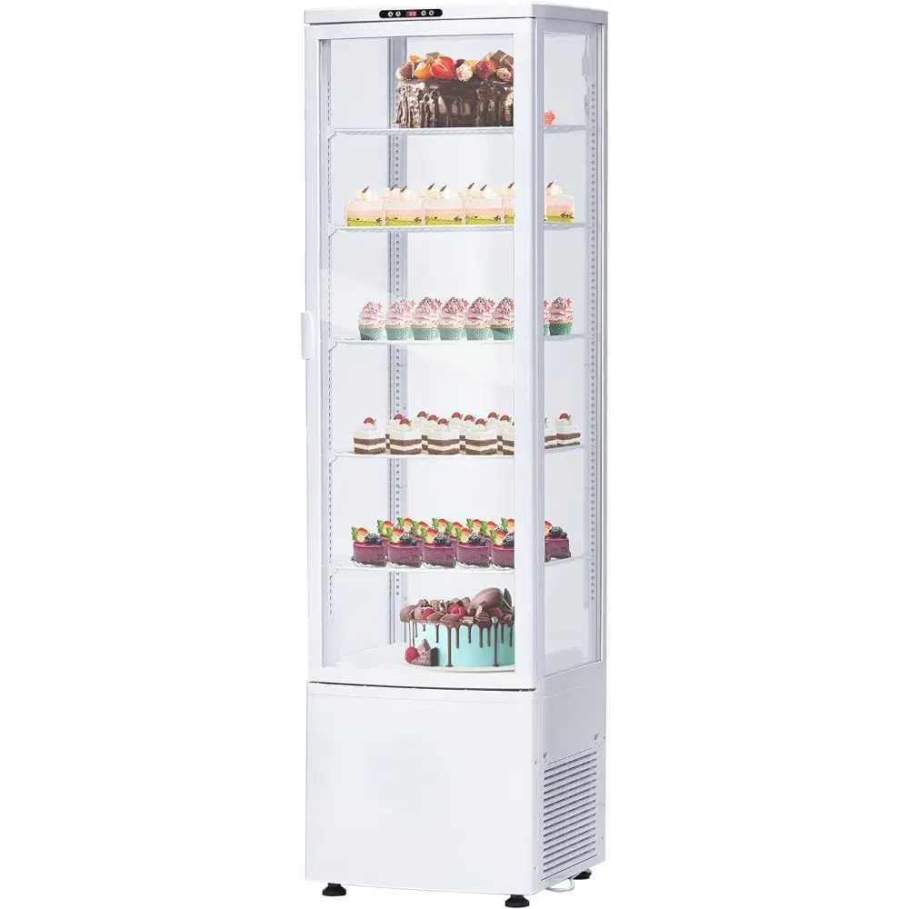 Countertop Refrigerator, 9.8 Cu.Ft. Pastry Display Case for Bakery with LED, Frost-Free, Sliding Door, Commercial Fridge Display Case for Cafe and Restaurant, 5-Tier Design, White