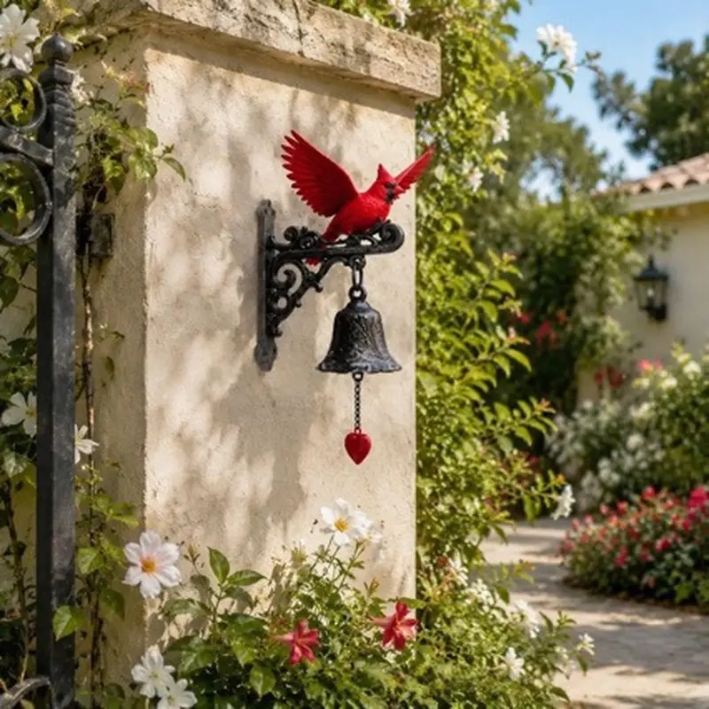 Vintage Cardinal Garden Bell resin craft doorbell