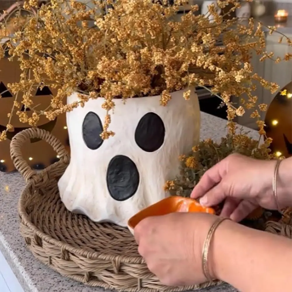 Halloween Ghost Bucket, Halloween Decoration, Ghost Planter, Ghost Candy Bowl, Home Resin Craft, 1pc, Perfect for Festive Decorations