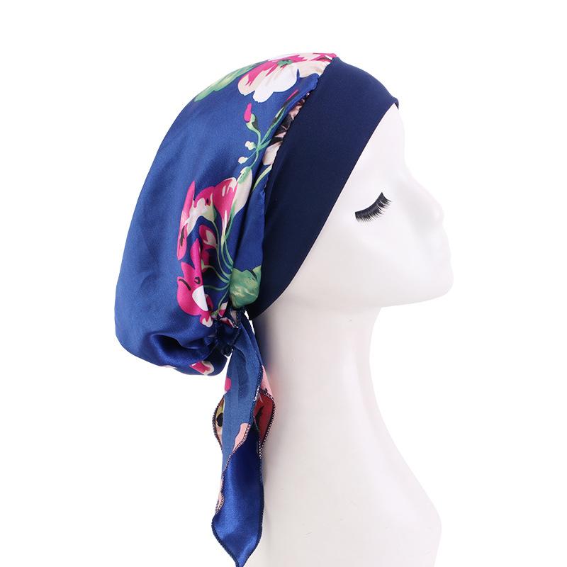 New Braided Turban Hat, Satin Print Tie Chemo Cap, Wide Elastic Sleep Bonnet
