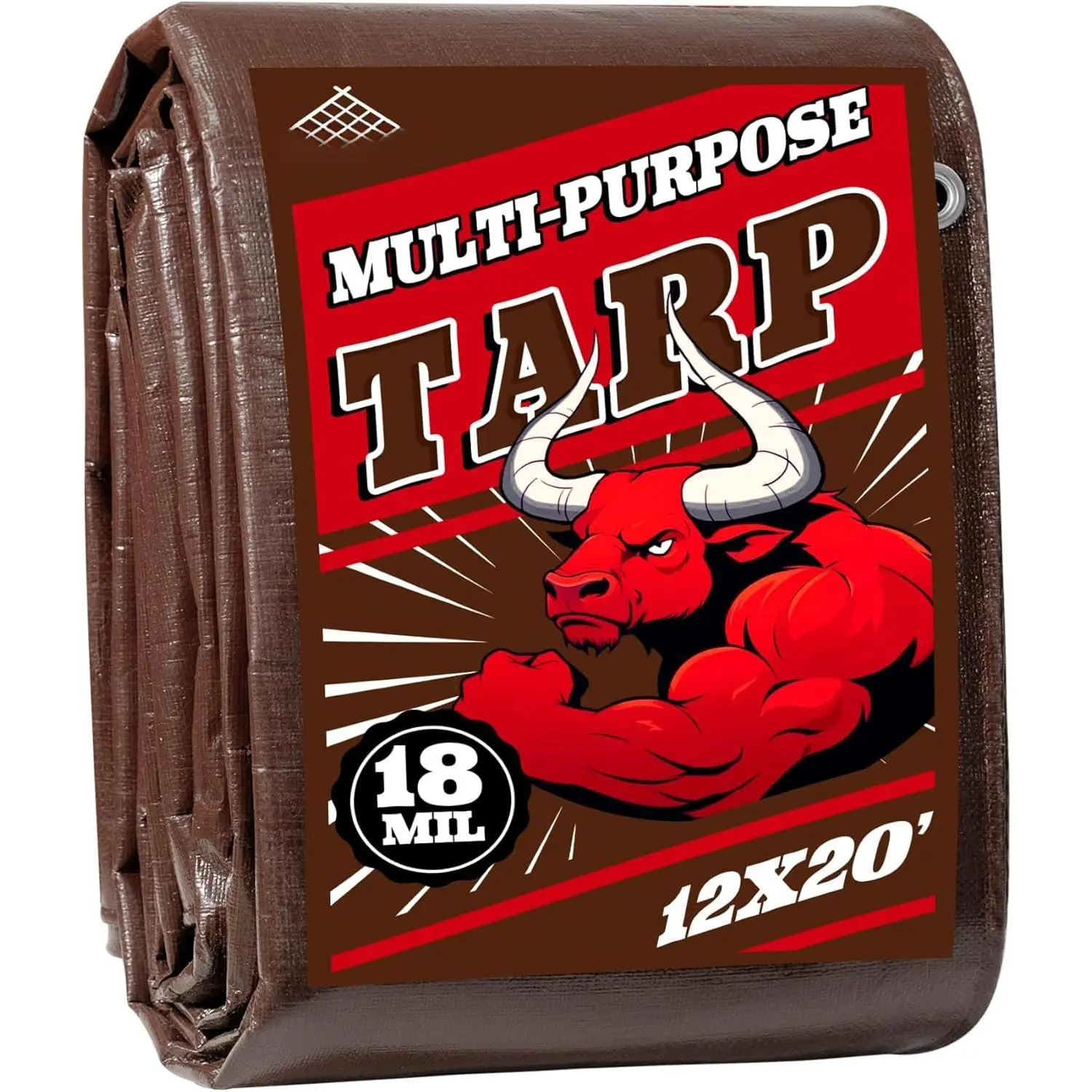 Tarp 12x20FT, 18 Mil Heavy Duty Large Tarps,   Tarp, , Brass Grommets and Reinforced Edges.Brown Tarp Suitable for Courtyards, , Camping, Gardens,  Nests -by