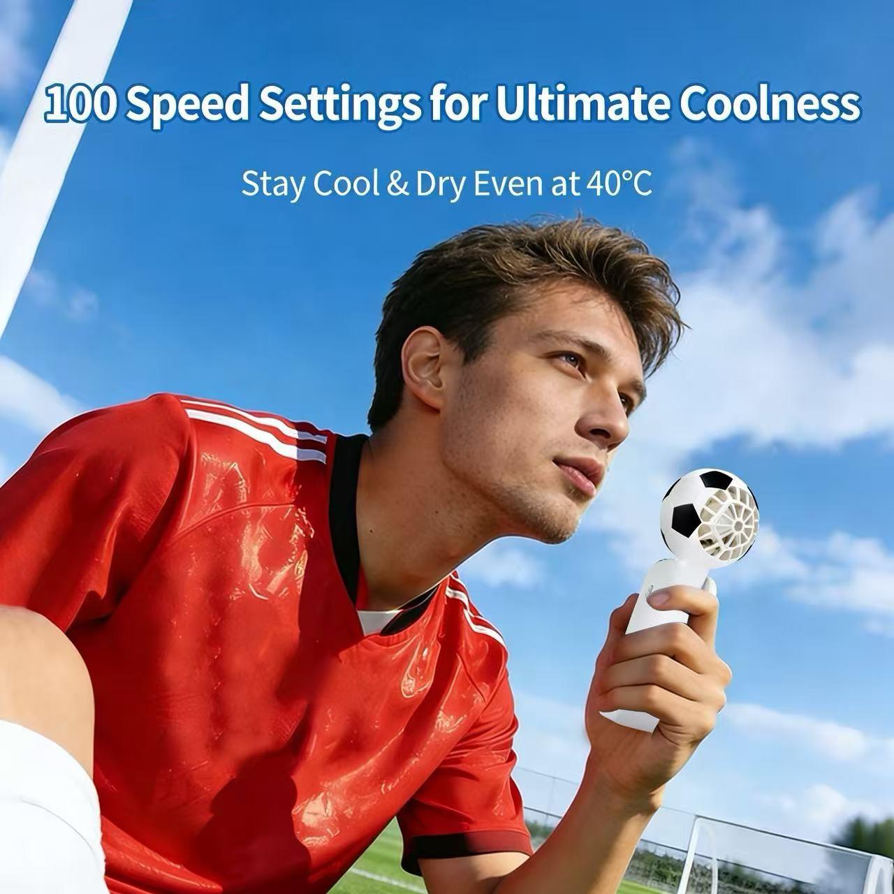 World Cup Compact Portable Handheld Cooler Fan Featuring Soccer Pattern Design & Adjustable Neck Strap, Integrated LED Light, 3600mAh Rechargeable Battery, Ideal for World Cup, Travel, Outdoor Sports, Office and Holiday Gifting