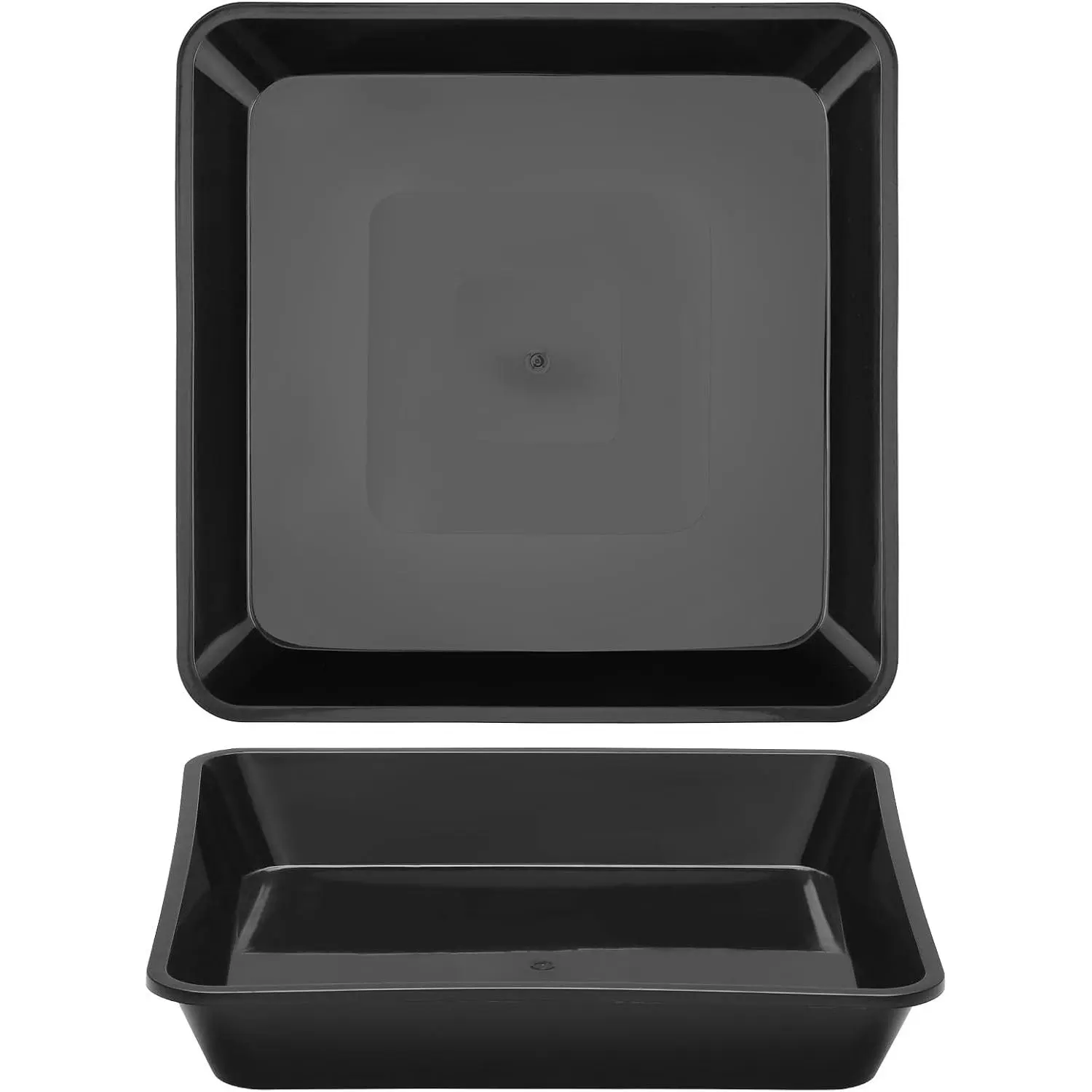 8 Inch Pebble Tray for , Black Plastic Trays for -Fits 5-6 Inch Pot Bottom, Durable Thick Square  for Flower Pot(2 Packs)