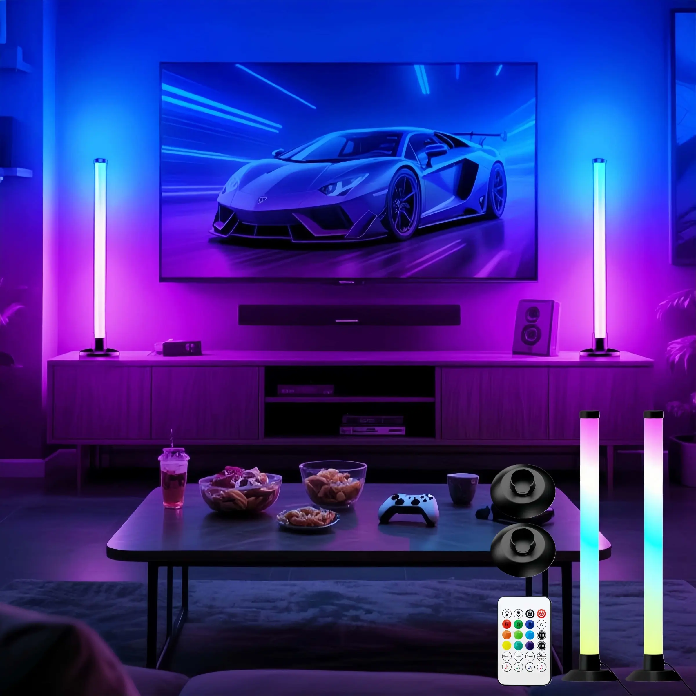 2PackLEDDesktopAmbientLightswithRemoteControl,SmartRGBVerticalDeskLamps,APPimmableColorChangingAmbientLighting,SmartMusicSyncDynamicLightModes,USBPlugPowered,Decorative Atmosphere Lighting,IdealforGamingRoom,Bedroom,ValentinesDayGifts&HolidayParties