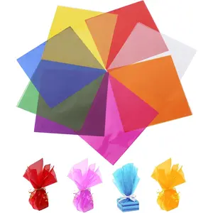 200 Pcs Colored Cellophane Wrap Paper 7.5x7.5 Inches Cello Sheets for Crafts