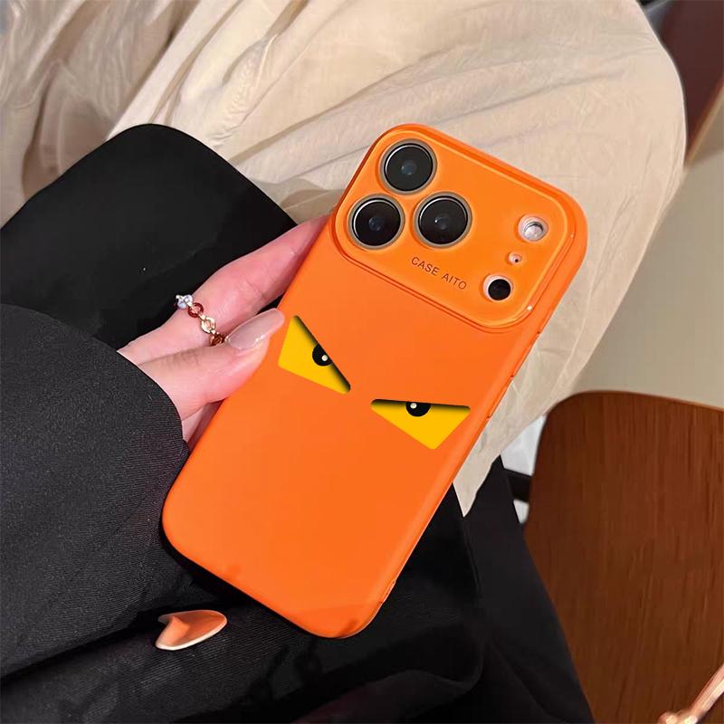 Devil's Eye Dopamine Ins Style Solid Color Phone Case with Ultra Skin friendly Touch, All Inclusive Lens Phone Case Suitable for Apple 17 16 15 14 13 12