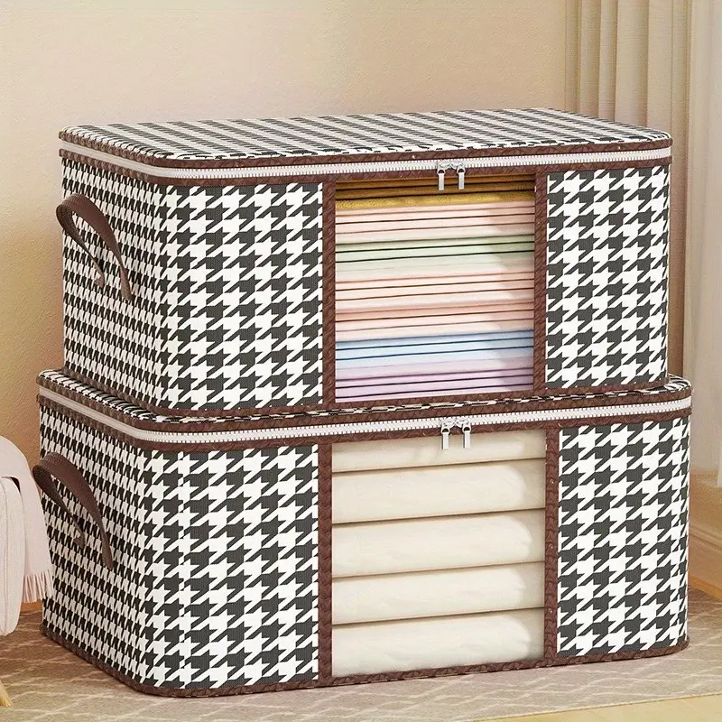 1PC Foldable Clothes Storage Box, Home Use Quilt Organizer Bag, Essential Moving Storage Container, Luggage Case, Cotton Blanket Bag, Clothing Sorter