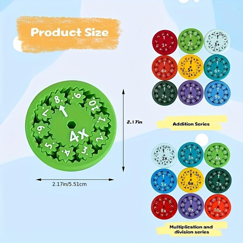 Math Spinner, 9 Counts/18pcs Interactive Math Spinner, Fun Learning Tool for Addition, Subtraction, Multiplication and Division, School Supplies, Math Learning Tools