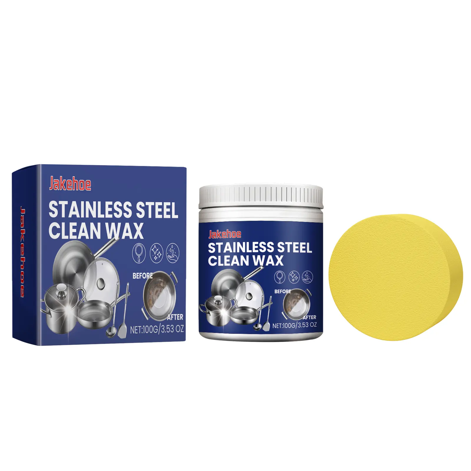Jakehoe Stainless Steel Cleaning Cream - Household Kitchen Cleaner for Stoves, Stainless Steel Pans, Kitchen Mess Solutions, Mess Free Cleanup to Remove Stubborn Stains & Black Dirt