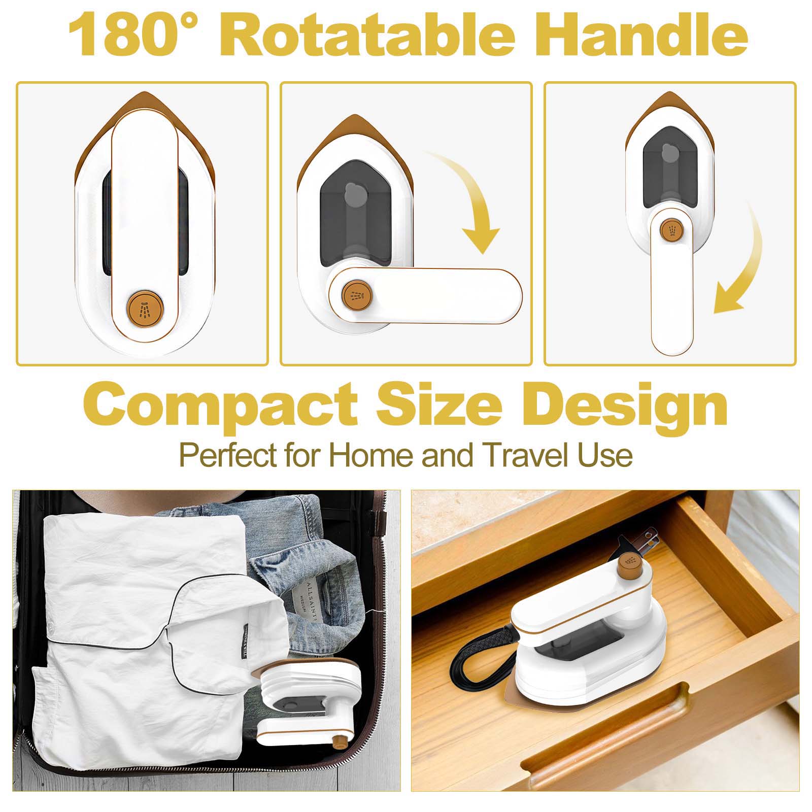 Explosive 180° Rotating Handheld Mini Iron, 1 Count Fast Heating, Lightweight and Portable Mini Iron for Daily Home, Dormitory, Travel, Out Of Work, Business Trip, Clothing, Shirt, Trousers, West Skirt, Clothes Wrinkling