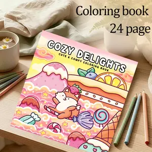 Comfortable Joy Theme Coloring Book, 24 Pages Thick Paper, Original Healing Design, Ideal Gift for Adults, Teens, Christmas, New Year, Parties