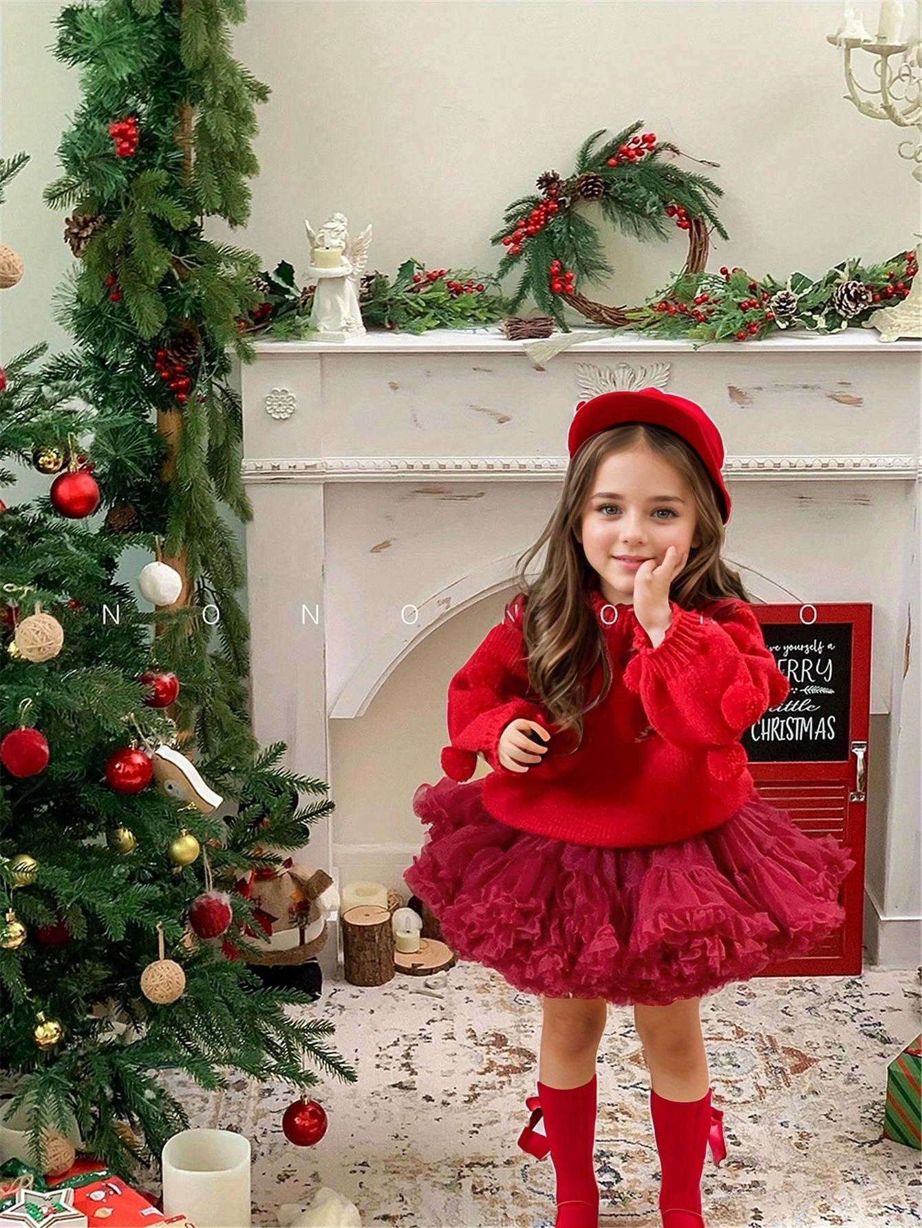 Girls' Burgundy Tutu Ballet Skirt with Wide Waist Belt - Puffy A-Line Princess Dress, Short Party Skirt for Christmas Nutcracker, Recitals & Photo Shoots - Machine Washable Dance  for &